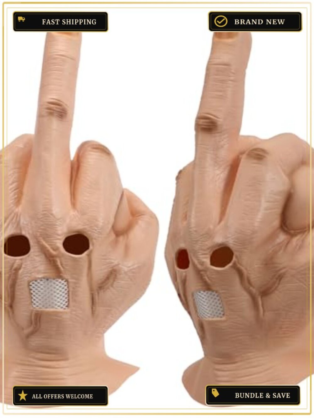 Latex Middle Finger Mask Adult Halloween Funny Realistic Cosplay Costume